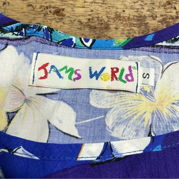 JAMS WORLD Hawaiian Vintage Orchid Row Purple Floral Sleeveless Dress sz Small - Picture 2 of 8